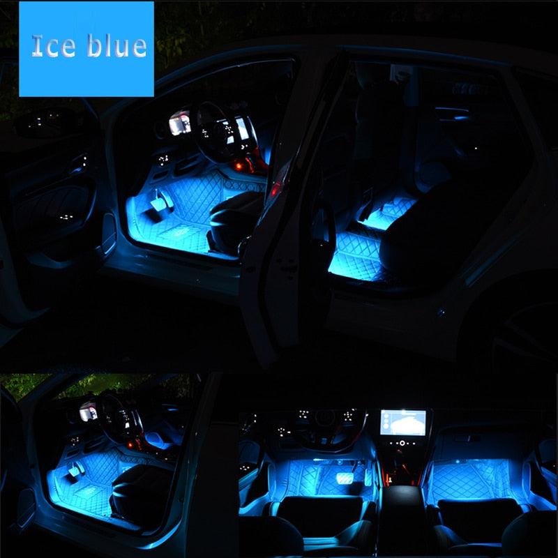 Car Interior LED Foot Sole Interior Car Lights Decoration Light Strip Car Interior Atmosphere Light Under Lighting Dashboard Waterproof Decoration Lighting Kit Bluetooth Smart LED Light Strips for Cars