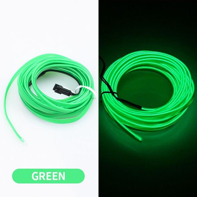 Car LED Neon Cold Light Auto Interior Atmosphere Neon Glowing Strobing Electroluminescent Wire Lights Neon Light USB 5V with Fuse Protection for Automotive Car Interior Decoration Light Refit Decoration Strips Shine Usb Cigar Lighter Driver