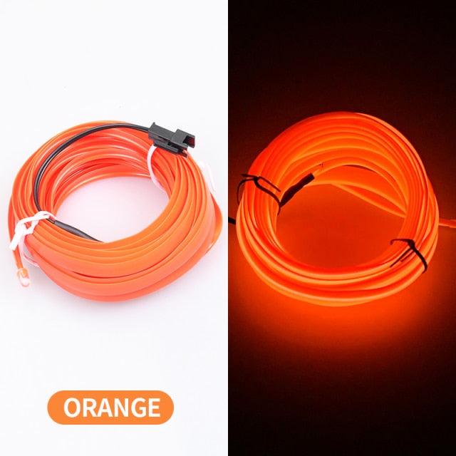 Car LED Neon Cold Light Auto Interior Atmosphere Neon Glowing Strobing Electroluminescent Wire Lights Neon Light USB 5V with Fuse Protection for Automotive Car Interior Decoration Light Refit Decoration Strips Shine Usb Cigar Lighter Driver