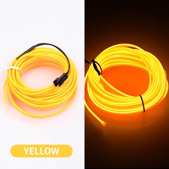 Car LED Neon Cold Light Auto Interior Atmosphere Neon Glowing Strobing Electroluminescent Wire Lights Neon Light USB 5V with Fuse Protection for Automotive Car Interior Decoration Light Refit Decoration Strips Shine Usb Cigar Lighter Driver