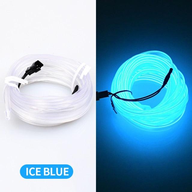 Car LED Neon Cold Light Auto Interior Atmosphere Neon Glowing Strobing Electroluminescent Wire Lights Neon Light USB 5V with Fuse Protection for Automotive Car Interior Decoration Light Refit Decoration Strips Shine Usb Cigar Lighter Driver