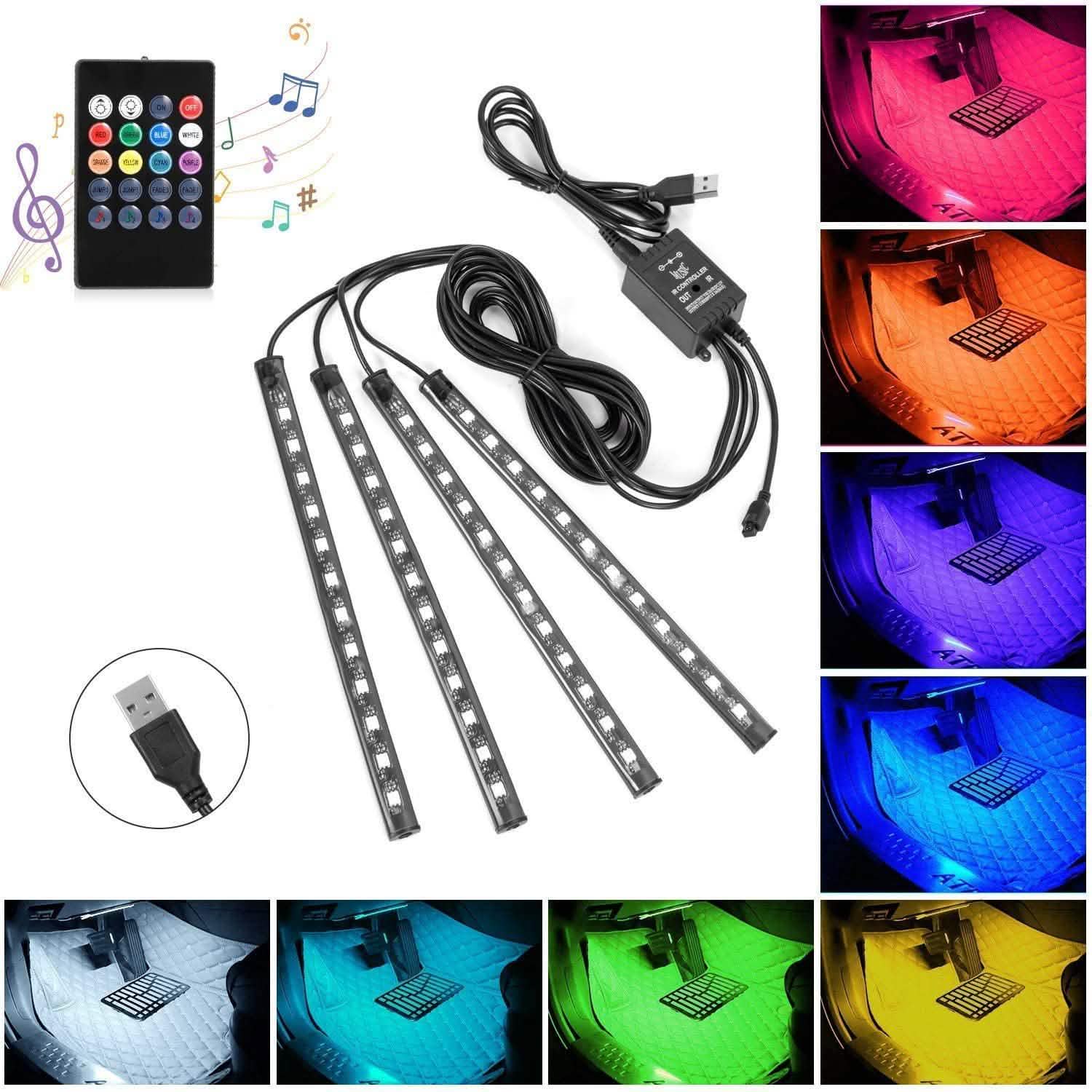 Car LED Strip Lights with Sound Active Function and Remote Controller