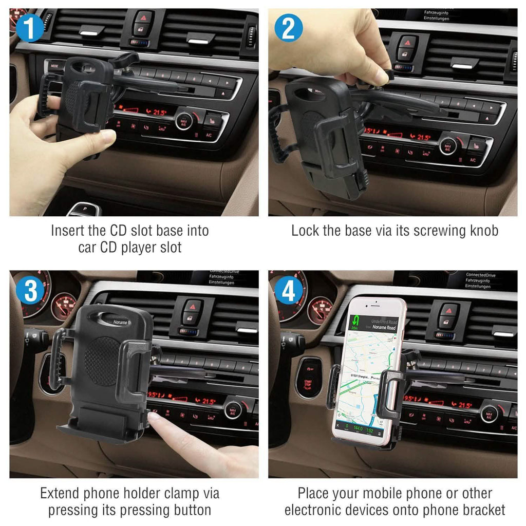 Car Phone Holder CD Slot Phone Mount 360 Rotatable