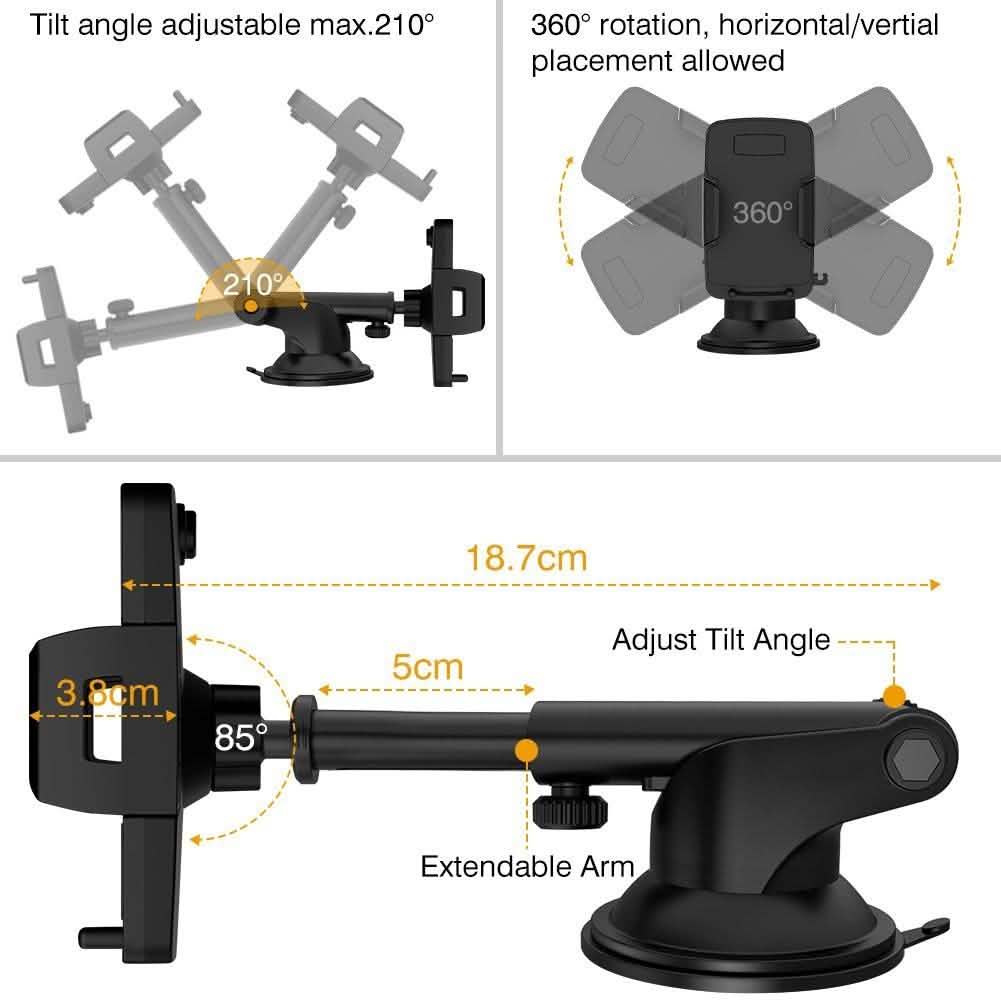 Car Phone Mount, VUP Windshield Phone Holder Car Mount