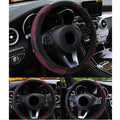 Car Steering Wheel Cover Breathable Anti Slip PU Leather Steering Covers Suitable 37-38cm Auto Decoration Carbon Fiber Thread Leather Steering Wheel Cover Heavy Duty Pure Cowhide Steering Wheel Cover, Genuine Leather Steering Wheel Cover