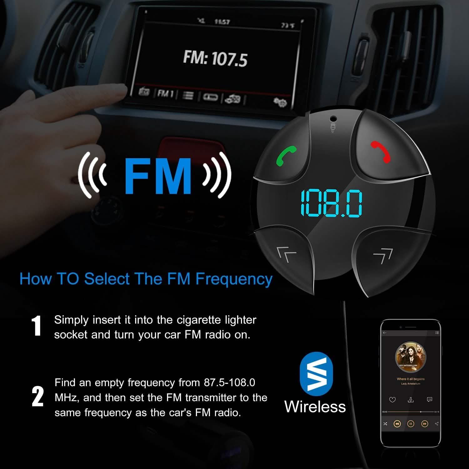 Car Wireless FM Transmitter V4 .2 Car MP3 Player