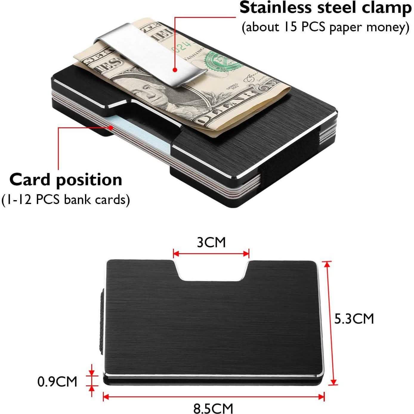 Carbon Fiber Pocket Money Clip Wallet with RIFD Card Blocking