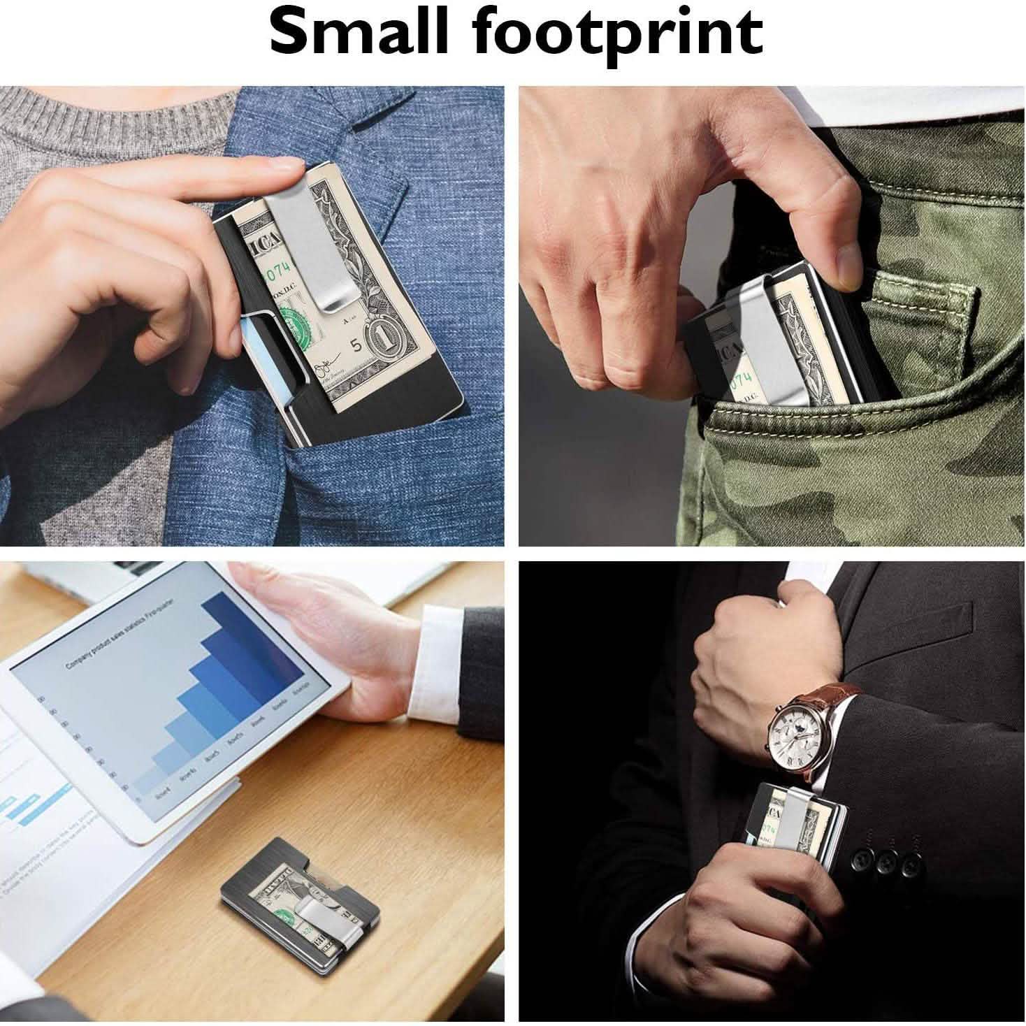 Carbon Fiber Pocket Money Clip Wallet with RIFD Card Blocking