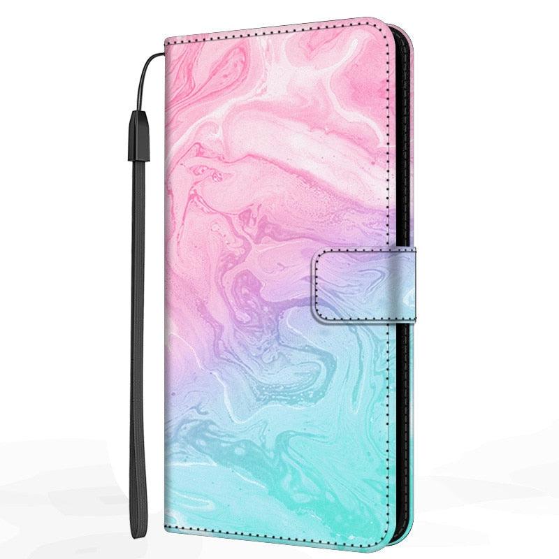 Card Holder PU Leather Wrist Strap Protective Wallet Case Marble Leather Case For Xiaomi Redmi Note 11S 11 Pro 5G Flip Cover Stand Wallet Book Case For Redmi Note11S 11Pro 5G 2022