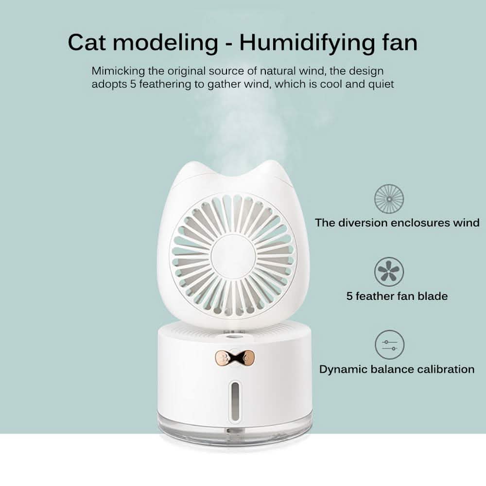 Cartoon Cat Fan Humidifier USB Charging Desktop Mute Hydrating Humidifier