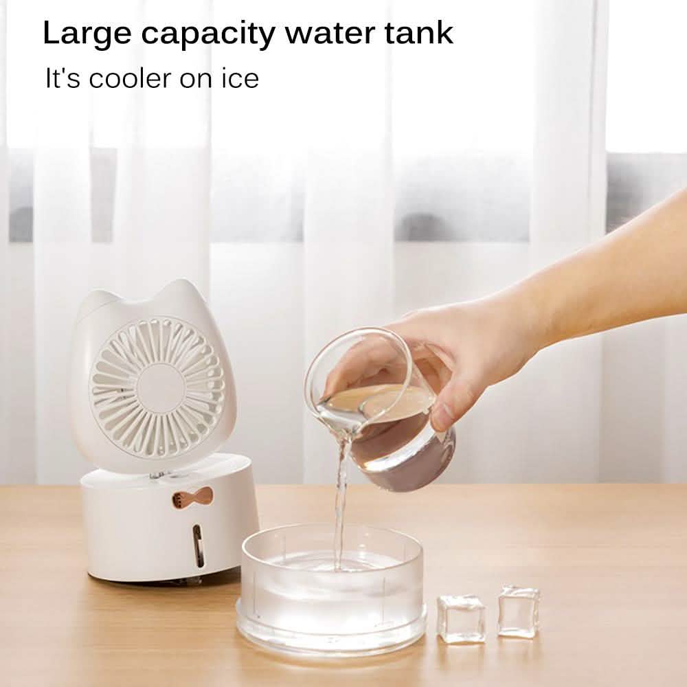 Cartoon Cat Fan Humidifier USB Charging Desktop Mute Hydrating Humidifier