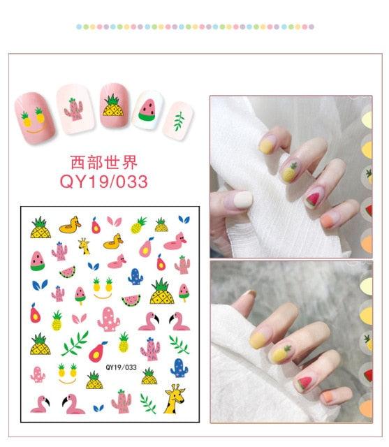 Cartoon Characters Plants Animals Forest Flowers Small Fresh Flowers 3D Nail Stickers Hyuna Style Nail Patch Waterproof Self Adhesive Nail Decals for Nail Art Decoration Including Hearts Stars Letters Bowknot Leaves Flowers Plants Fruits Butterflies