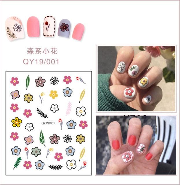 Cartoon Characters Plants Animals Forest Flowers Small Fresh Flowers 3D Nail Stickers Hyuna Style Nail Patch Waterproof Self Adhesive Nail Decals for Nail Art Decoration Including Hearts Stars Letters Bowknot Leaves Flowers Plants Fruits Butterflies