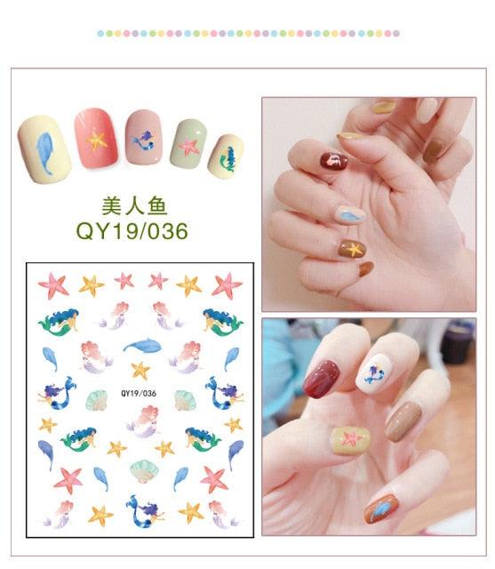 Cartoon Characters Plants Animals Forest Flowers Small Fresh Flowers 3D Nail Stickers Hyuna Style Nail Patch Waterproof Self Adhesive Nail Decals for Nail Art Decoration Including Hearts Stars Letters Bowknot Leaves Flowers Plants Fruits Butterflies