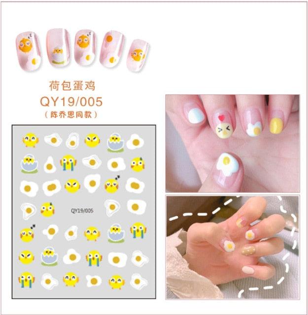 Cartoon Characters Plants Animals Forest Flowers Small Fresh Flowers 3D Nail Stickers Hyuna Style Nail Patch Waterproof Self Adhesive Nail Decals for Nail Art Decoration Including Hearts Stars Letters Bowknot Leaves Flowers Plants Fruits Butterflies