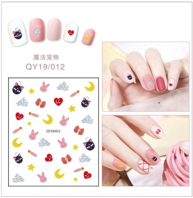 Cartoon Characters Plants Animals Forest Flowers Small Fresh Flowers 3D Nail Stickers Hyuna Style Nail Patch Waterproof Self Adhesive Nail Decals for Nail Art Decoration Including Hearts Stars Letters Bowknot Leaves Flowers Plants Fruits Butterflies