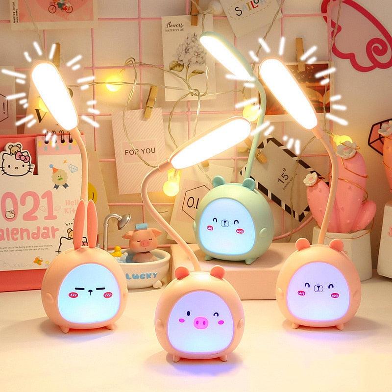 Cartoon Desk Lamp Eye Protection Energy-saving Reading Lamp USB Charging Sleeping Night Light LED Table Lamp for Kids Cute Study Lamps for Bedroom Décor