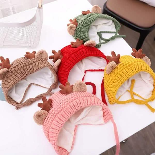 Cartoon Elk Baby Hat Winter Christmas Knitted