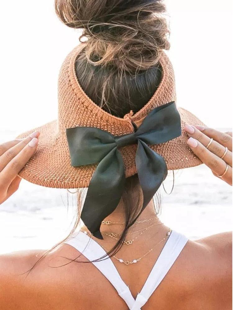 Casual Summer Hats For Women Foldable Hollow Out Hat Modern Women's Simple Vintage Comfortable Sun Hats Cute Women Wide Beach Hats Girl Outside Travel Hats