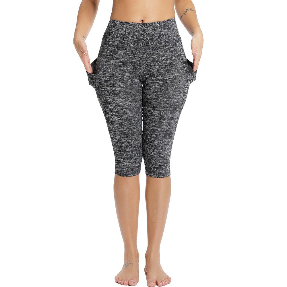 Casual Women's Yoga Pants Gym Fitness Sports Cropped Leggings Pocket Slim Pants Female Solid Color Women's Seamless Scrunch Legging Workout Leggings For Women Lift Tight Gym Yoga Home Pants