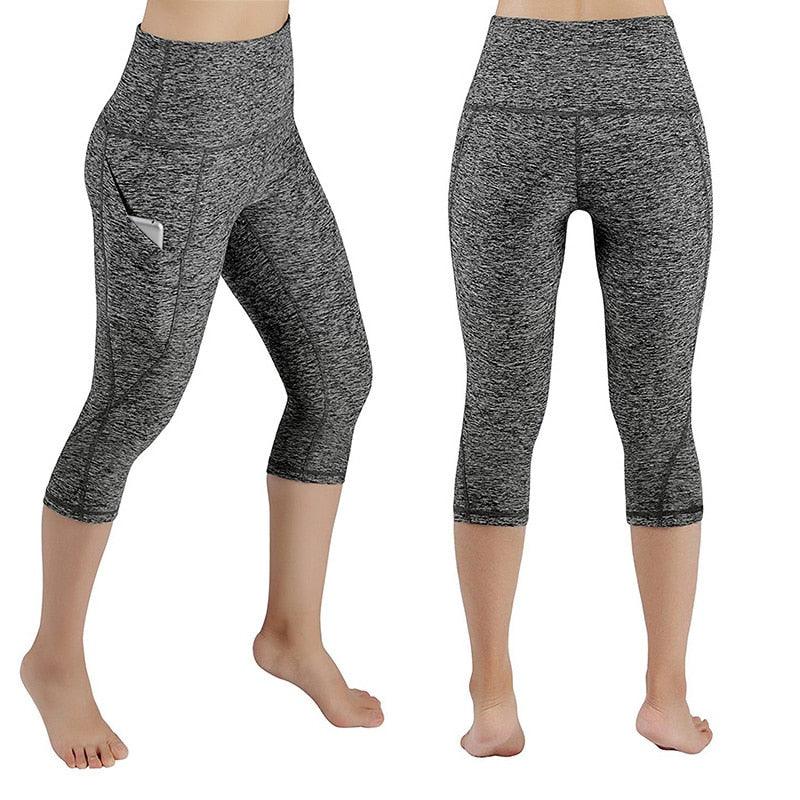 Casual Women's Yoga Pants Gym Fitness Sports Cropped Leggings Pocket Slim Pants Female Solid Color Women's Seamless Scrunch Legging Workout Leggings For Women Lift Tight Gym Yoga Home Pants
