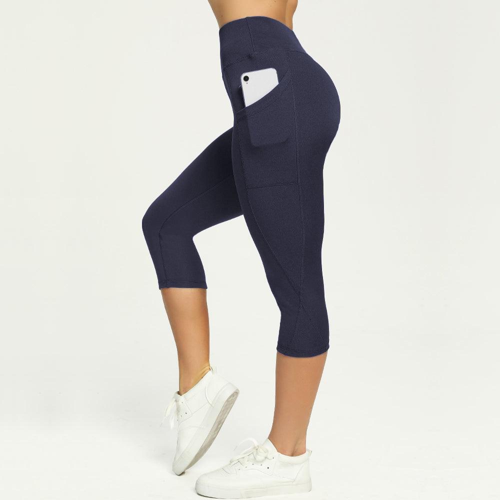 Casual Women's Yoga Pants Gym Fitness Sports Cropped Leggings Pocket Slim Pants Female Solid Color Women's Seamless Scrunch Legging Workout Leggings For Women Lift Tight Gym Yoga Home Pants