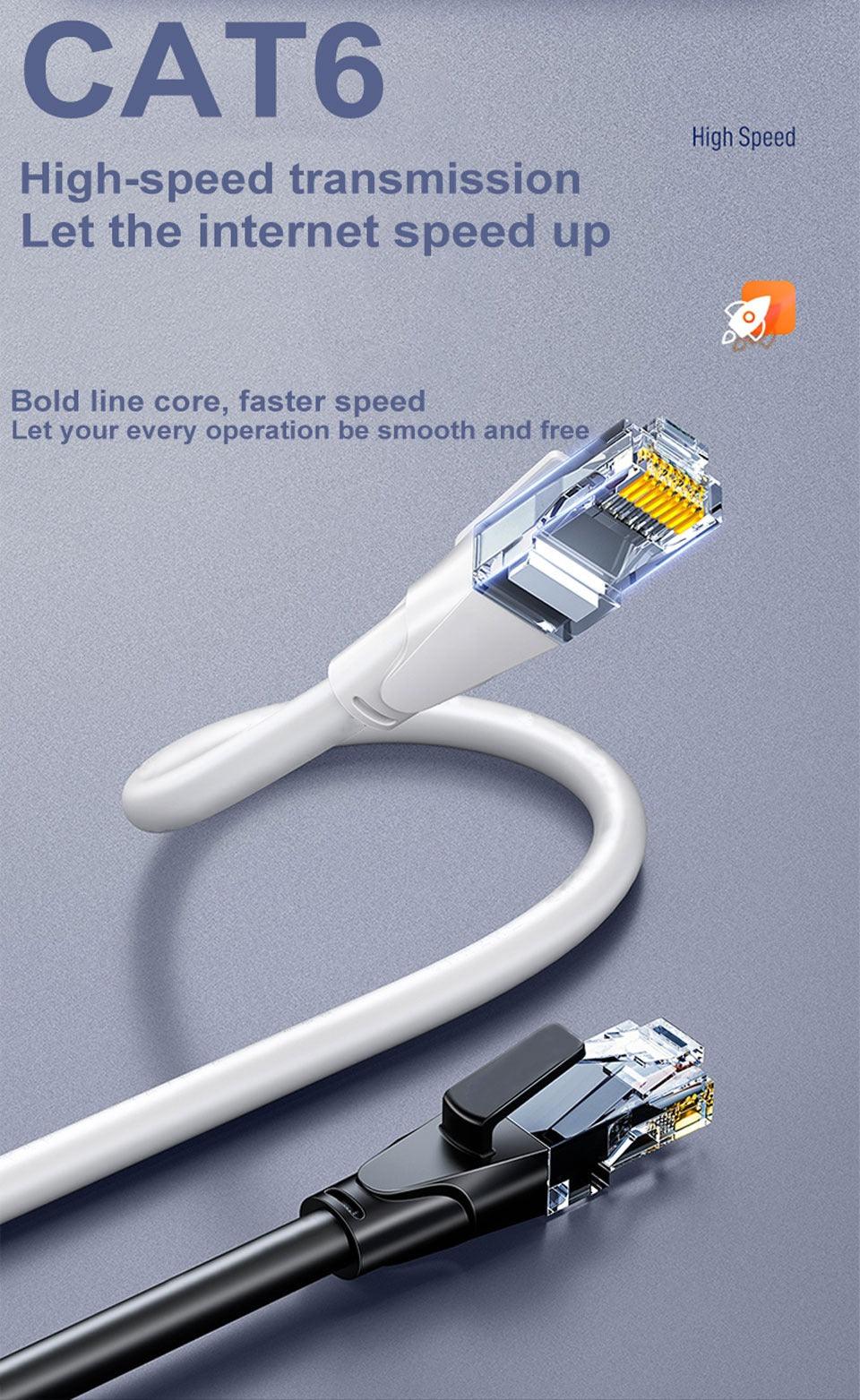Cat6 Round Ethernet Cable RJ45 Cat6 Lan Cable Internet Modem Laptop Router Network Ethernet Cable Plated RJ45 Connectors Ethernet LAN Cable For Laptop Game Console