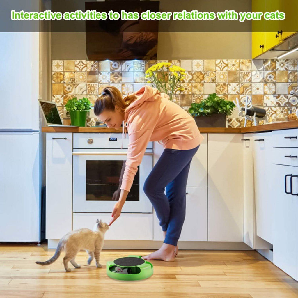 Cat Interactive Scratching Toy with Rotating Running Mouse