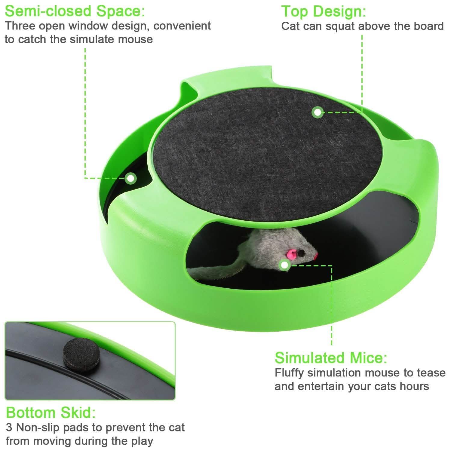 Cat Interactive Scratching Toy with Rotating Running Mouse