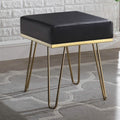 Catheau Square Ottoman Brass Finished Frame Hairpin Legs