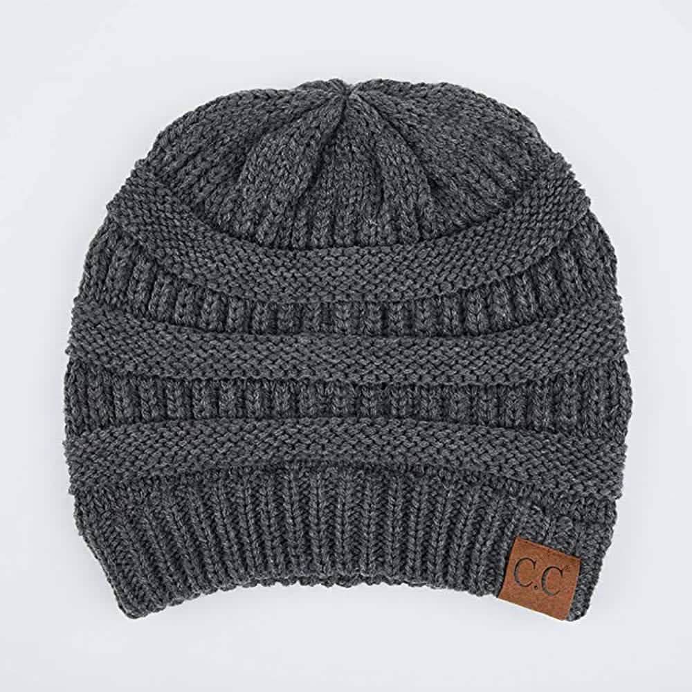 C.C. Women's Knit Beanie Hat - Color: Charcoal