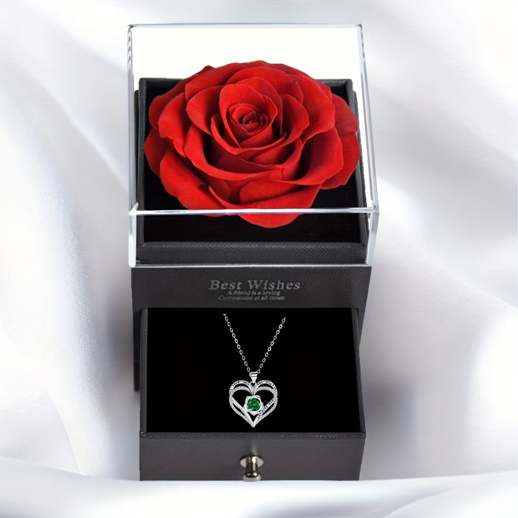 Permanent Rose Gift Box, Love Rose Multi Pendant Necklace, Women's Simple and Exquisite Jewelry, Gift for Mother, Lover, Best Friend, New Year's Gift, Mother's Day Gift, Birthday Gift, Party, Thanksgiving Gift, Allergen resis