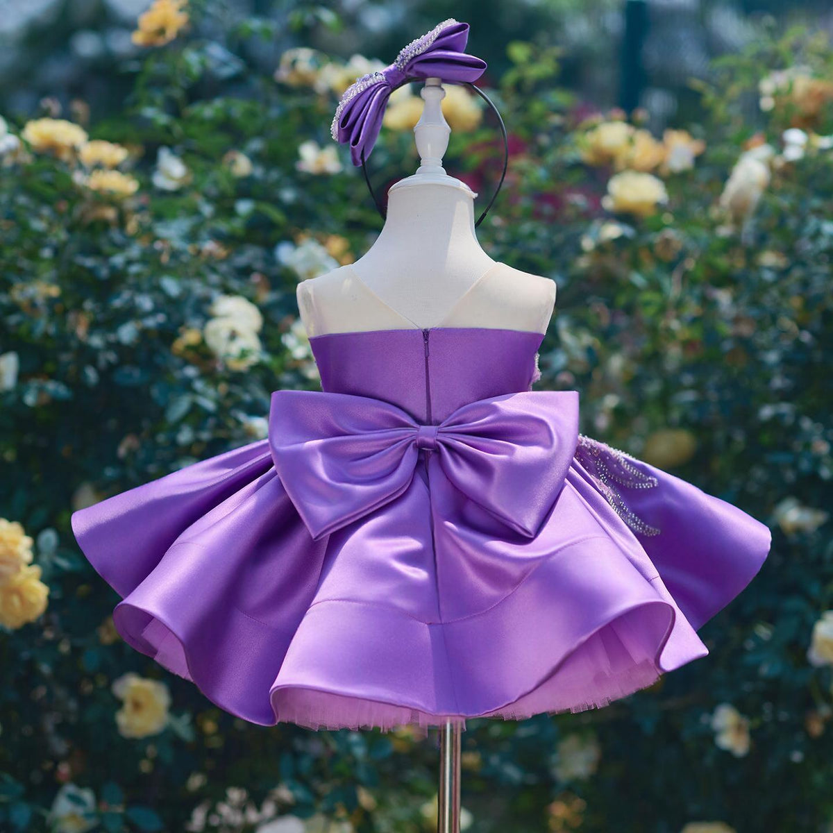 Purple Satin Ball Gown Princess Dress For Girls