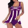Women's Plus Size Striped Thin Skirt Split Swimsuit