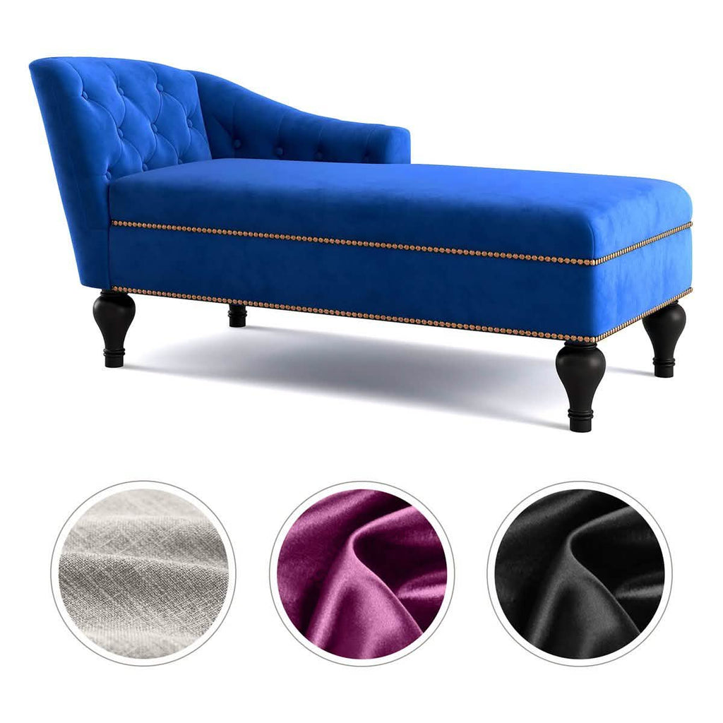 Chaise Lounge Indoor Chair Tufted Fabric, Sleeper Lounge Sofa