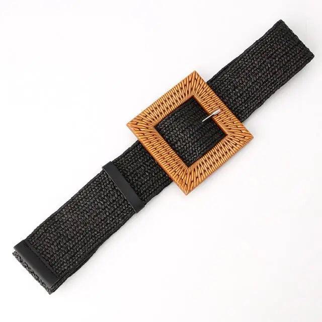 Charming Women Waist Belt Classic Round Wooden Buckle Casual Design Dress Women Buckle Waist Dress Band