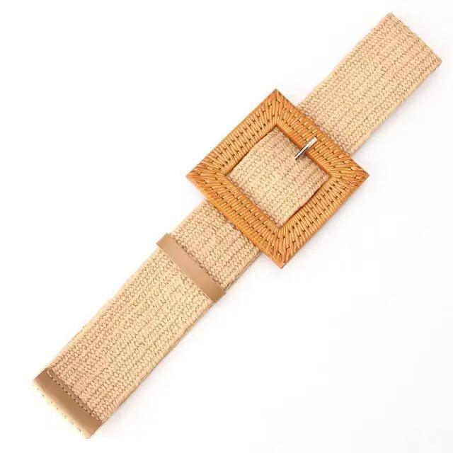 Charming Women Waist Belt Classic Round Wooden Buckle Casual Design Dress Women Buckle Waist Dress Band