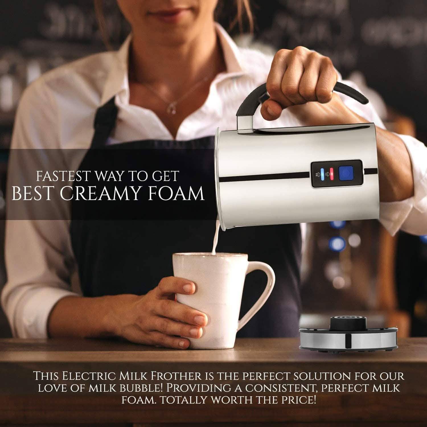Chef's Star Milk Frother - Automatic Foam Maker & Creamer For Hot Or Cold Milk Steamer