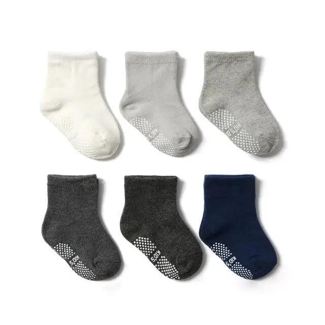 Children Cotton  6 Pairs/Set Anti-slip Socks For Boys Girl Rubber Kid Floor Sock With Grips For 0 To 6 Years Kids