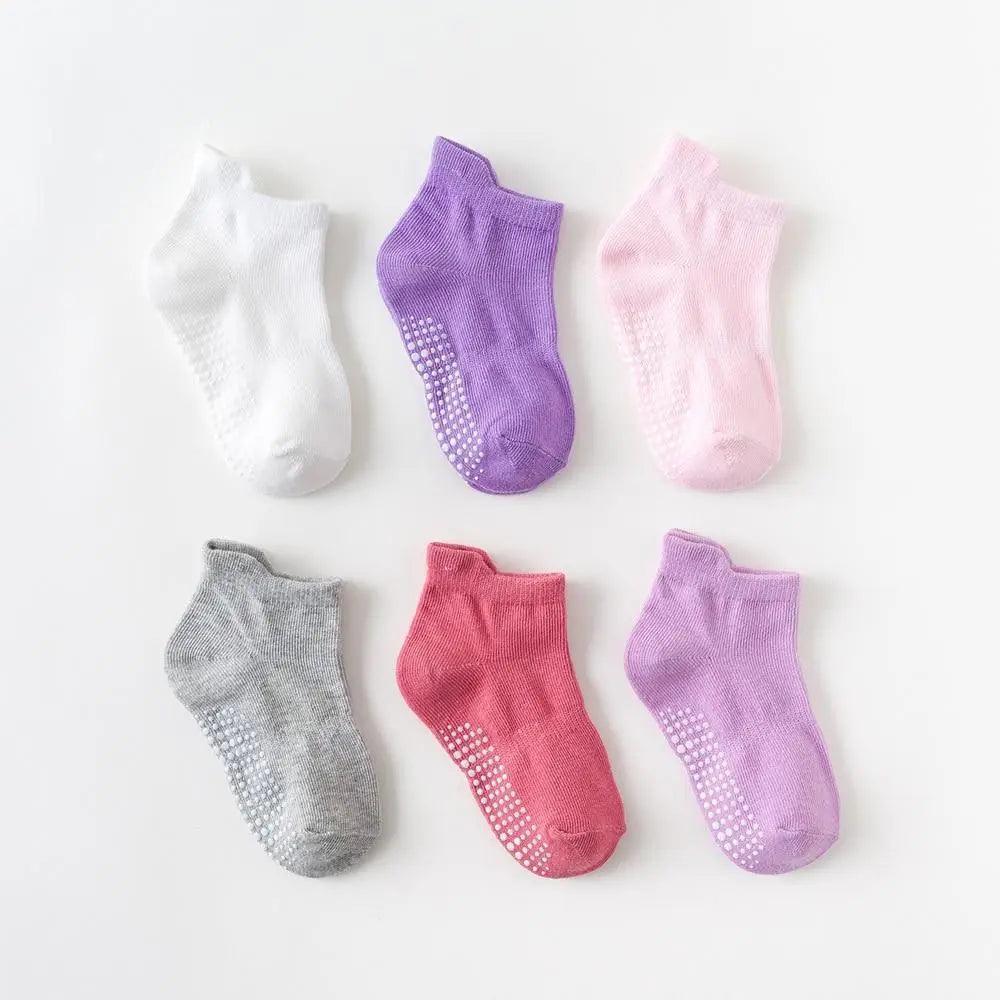 Children Cotton  6 Pairs/Set Anti-slip Socks For Boys Girl Rubber Kid Floor Sock With Grips For 0 To 6 Years Kids