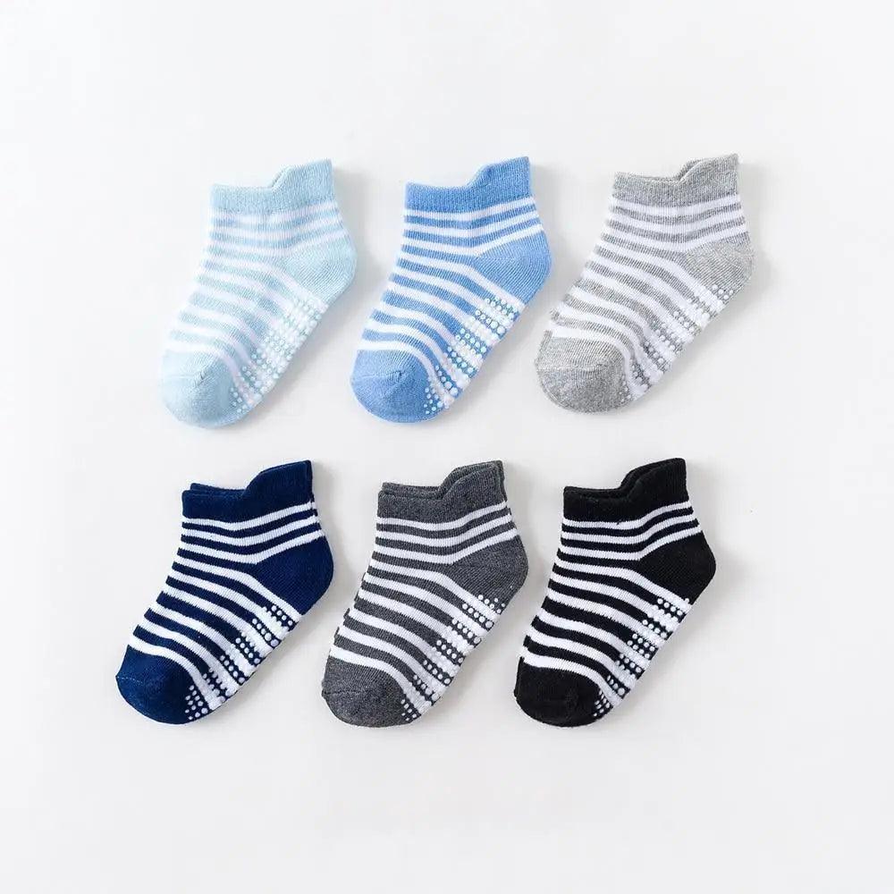 Children Cotton  6 Pairs/Set Anti-slip Socks For Boys Girl Rubber Kid Floor Sock With Grips For 0 To 6 Years Kids