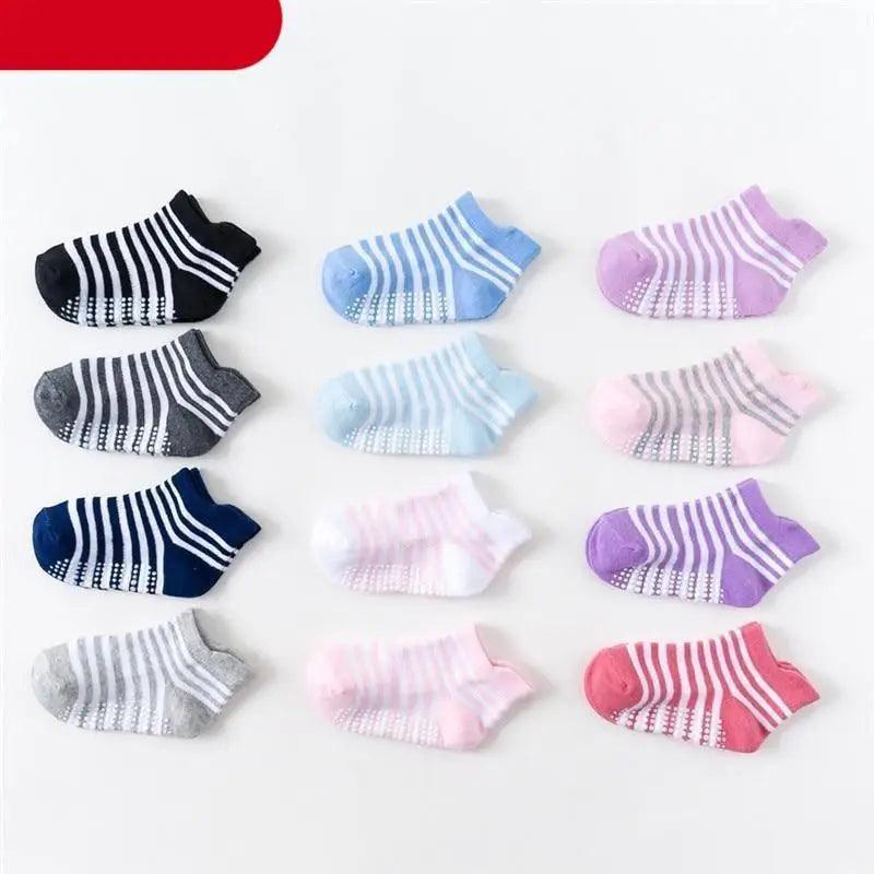 Children Cotton  6 Pairs/Set Anti-slip Socks For Boys Girl Rubber Kid Floor Sock With Grips For 0 To 6 Years Kids