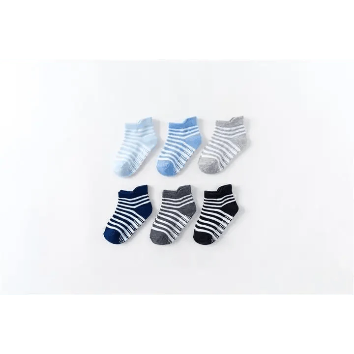 Children Cotton  6 Pairs/Set Anti-slip Socks For Boys Girl Rubber Kid Floor Sock With Grips For 0 To 6 Years Kids