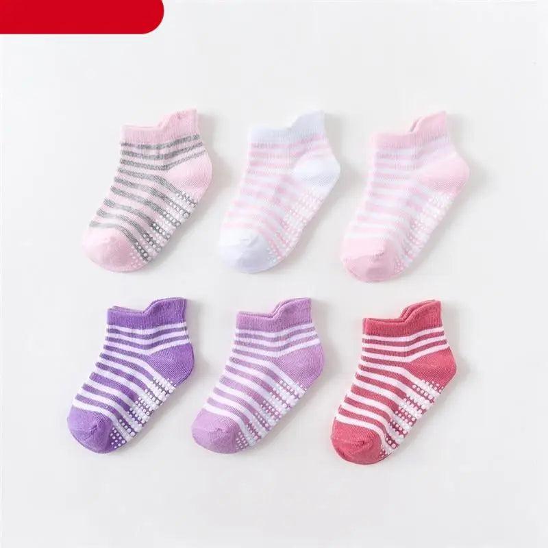 Children Cotton  6 Pairs/Set Anti-slip Socks For Boys Girl Rubber Kid Floor Sock With Grips For 0 To 6 Years Kids