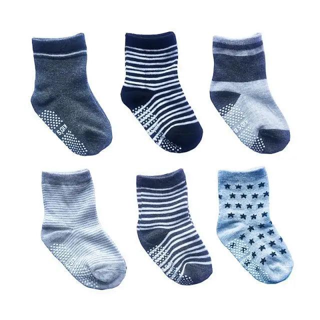 Children Cotton  6 Pairs/Set Anti-slip Socks For Boys Girl Rubber Kid Floor Sock With Grips For 0 To 6 Years Kids