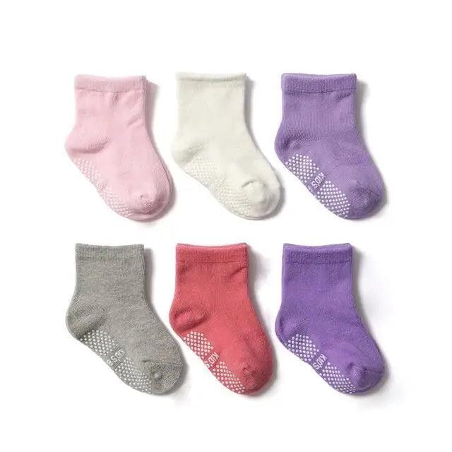 Children Cotton  6 Pairs/Set Anti-slip Socks For Boys Girl Rubber Kid Floor Sock With Grips For 0 To 6 Years Kids