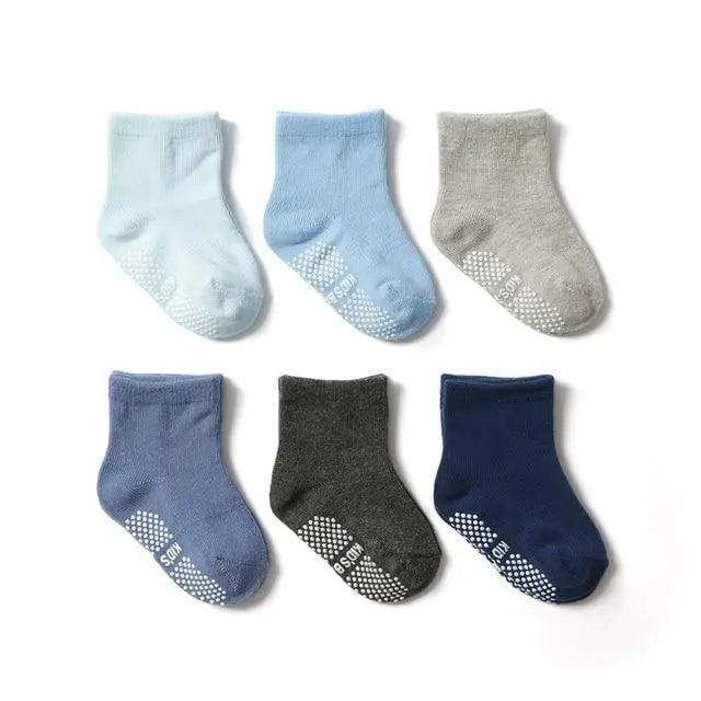 Children Cotton  6 Pairs/Set Anti-slip Socks For Boys Girl Rubber Kid Floor Sock With Grips For 0 To 6 Years Kids