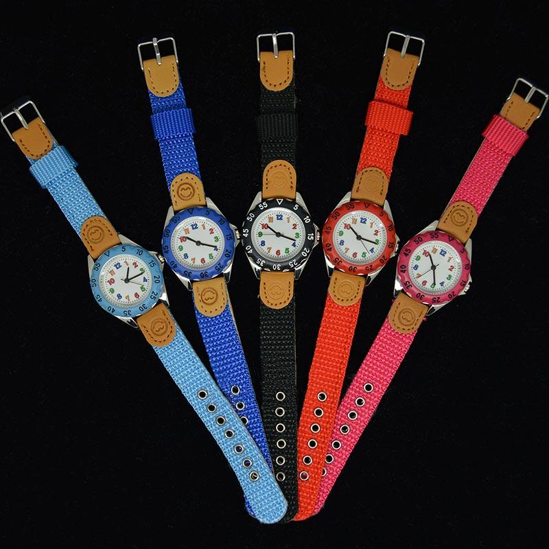 Children Cute Boys Girls Quartz Watch Kids Childrens Fabric Strap Student Time Clock Wristwatch Gifts Colorful Number Dial Time Teach Watches PU Band Analog Quartz Children Sport Outdoor Boys Kids Wrist Watches
