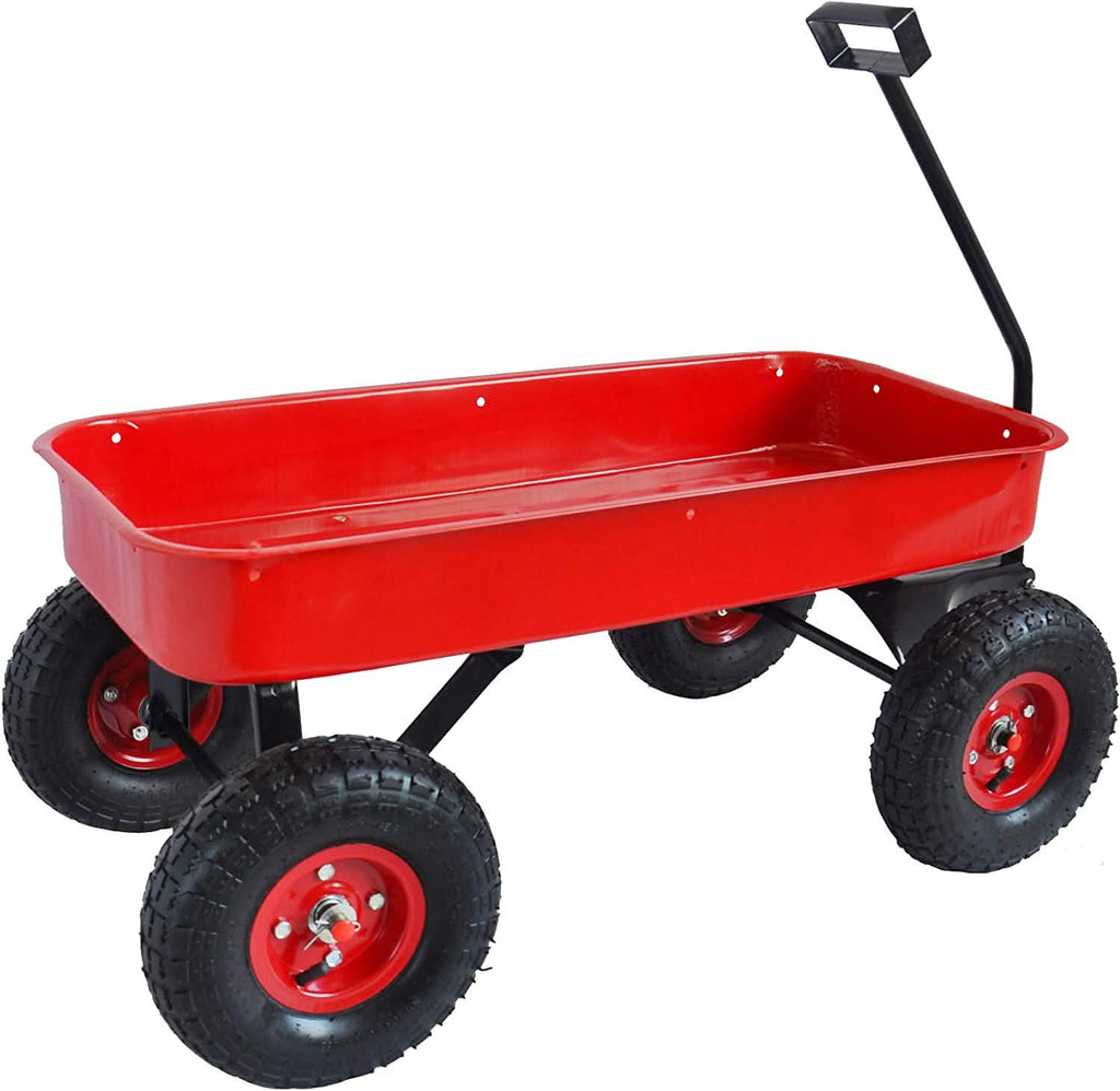 Children Outdoor Wagon All Terrain Pulling with Wood Railing Air Tires