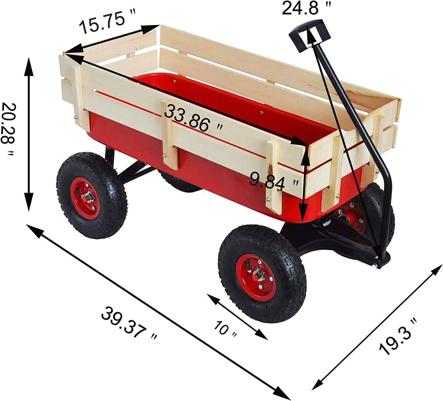 Children Outdoor Wagon All Terrain Pulling with Wood Railing Air Tires